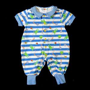 Vintage Gymboree Romper & Socks, Layette, '90's, Rainbow Tag, Sunny Summer Frogs